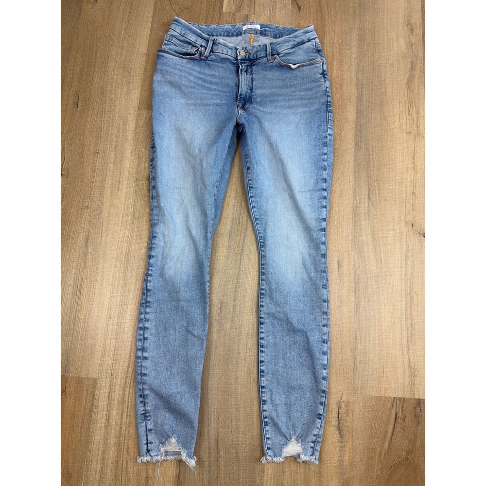 Good American Good Legs Skinny Jeans Light Indigo Distressed Size 12/31 GLL873T